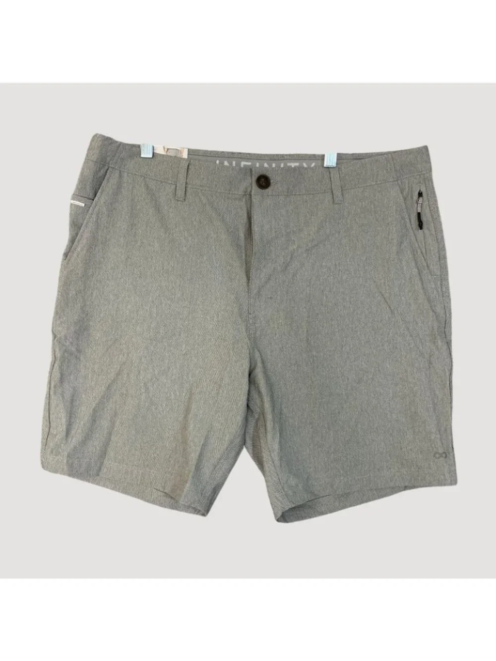 NWT Infinity Linearflex Men's 36 Gray Hybrid Stretch Shorts